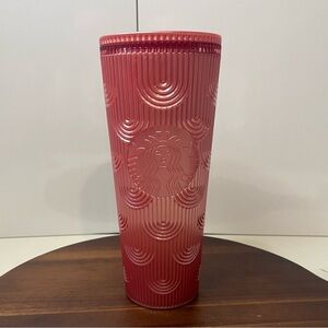 Starbucks 2023 Fall Pink Shimmer Shell Mermaid Scales Cold Cup Tumbler 24 oz